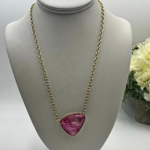 Kendra Scott McKenna Blush Pink Abalone Mother Of Pearl Yellow Gold Necklace - Picture 1 of 13